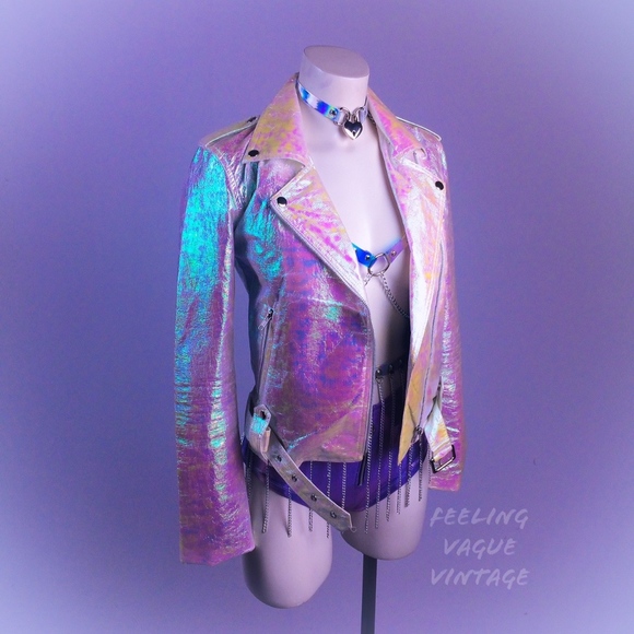 DISCOUNT UNIVERSE Jackets & Blazers - Discount Universe Irridescent Holo Moto Jacket